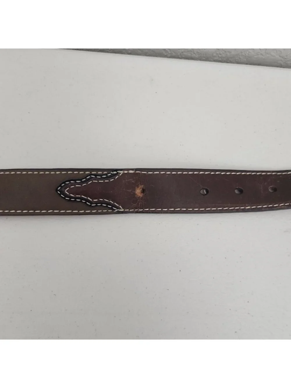 Cavenders Brown Leather Belt With Western Buckle & Detailing - Rodeo Style Pre-O
